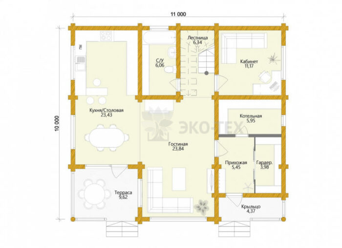 Проект дома Карелия оцилиндрованное бревно планировка
