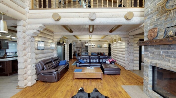 Фото дом из оцилиндрованного бревна по проекту дуб