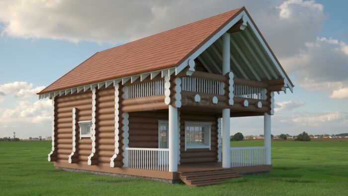 Проект бани Идиллия оцилиндрованное бревно