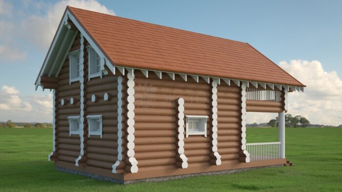 Проект бани Идиллия оцилиндрованное бревно