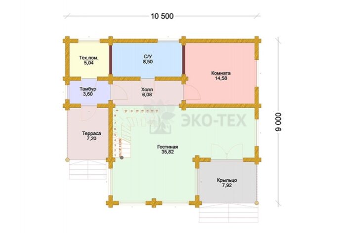 Проект дома Италика Стандарт оцилиндрованное