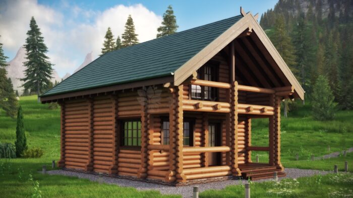 Проект бани Каури оцилиндрованное бревно