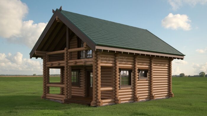 Проект бани Каури оцилиндрованное бревно