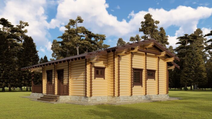 Проект бани Нептун оцилиндрованное бревно