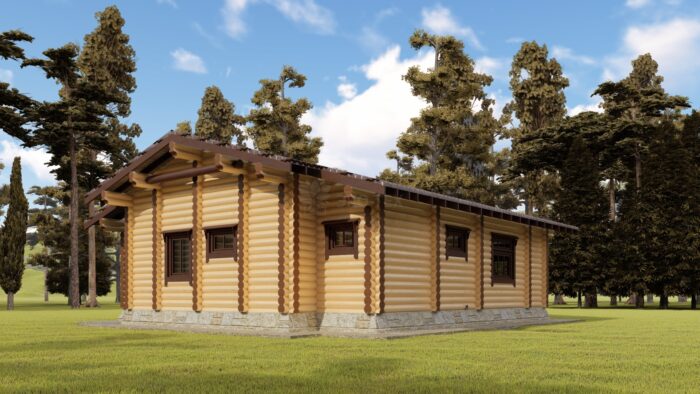 Проект бани Нептун оцилиндрованное бревно