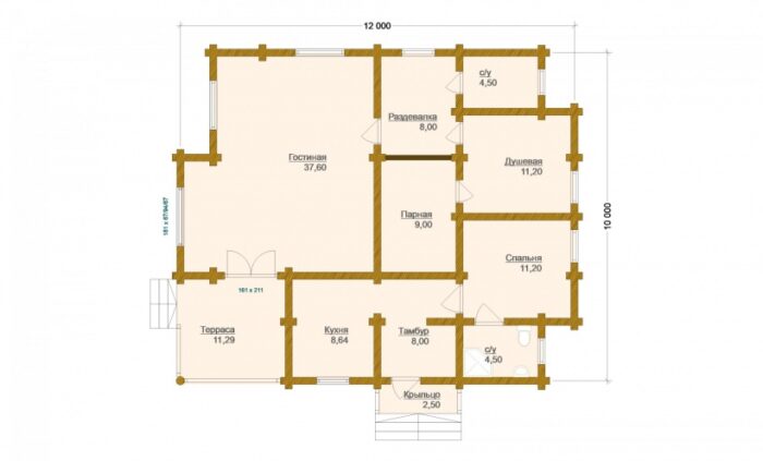 Проект бани Нептун оцилиндрованное бревно