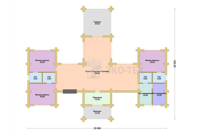 Проект дома Рокки оцилиндрованное бревно