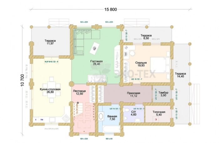 Проект дома Тополь оцилиндрованное