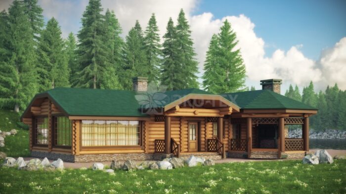 Проект бани Альпийский луг оцилиндрованное бревно