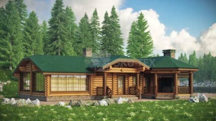 Проект бани Альпийский луг оцилиндрованное бревно