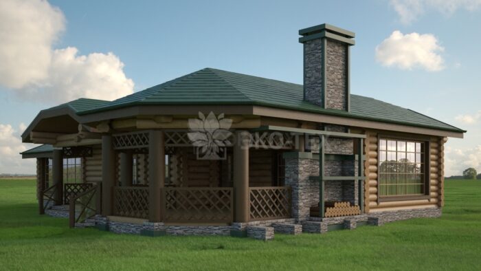 Проект бани Альпийский луг оцилиндрованное бревно