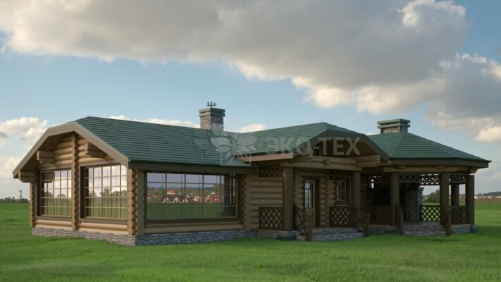 Проект бани Альпийский луг оцилиндрованное бревно