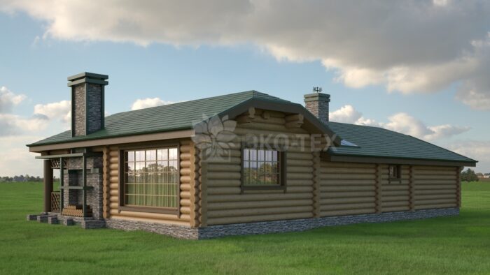 Проект бани Альпийский луг оцилиндрованное бревно