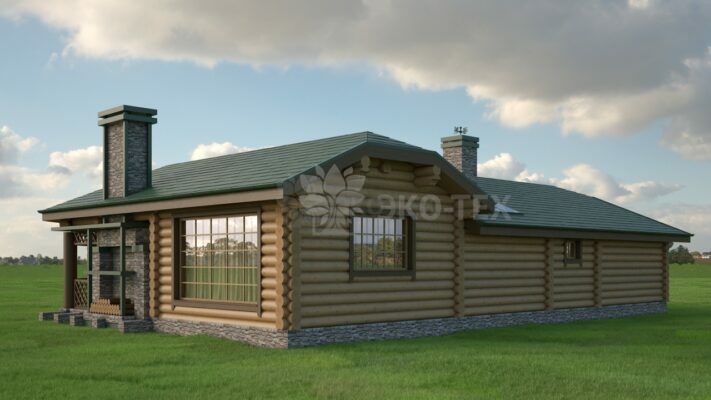 Проект бани Альпийский луг оцилиндрованное бревно