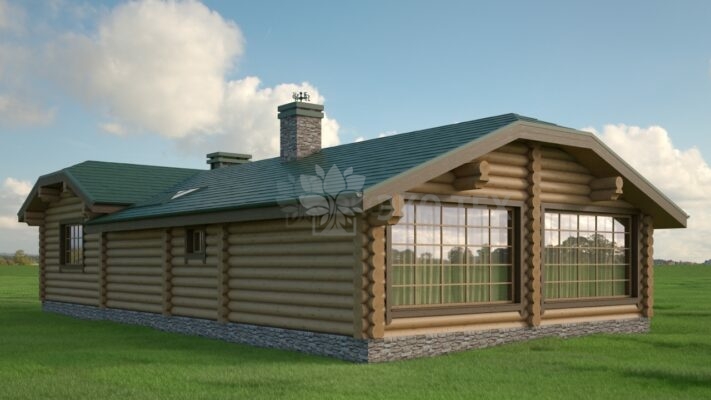 Проект бани Альпийский луг оцилиндрованное бревно