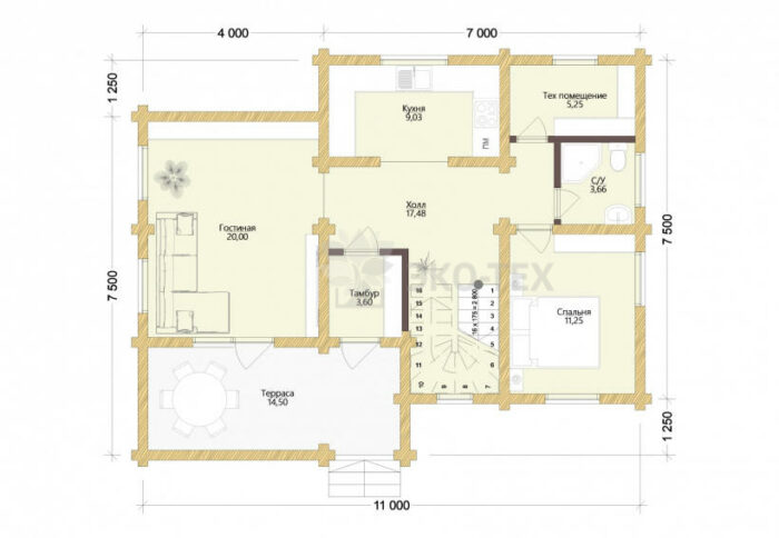 Проект дома Архангельск оцилиндрованное бревно планировка
