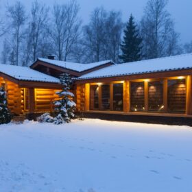 Построенный проект бани из рубленного бревна