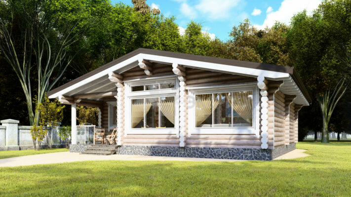 Проект дома Домик в Деревне оцилиндрованное бревно