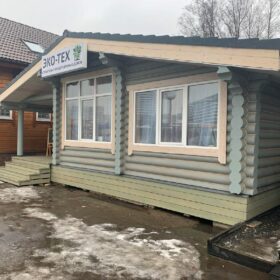 Выставка деревянных домов Эко-Тех — МКАД 65 км. фото ТЦ «Синдика»