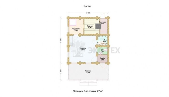 Проект бани Эльсинор1 оцилиндрованное бревно