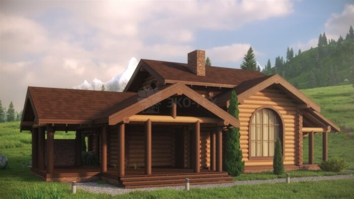 Проект бани Эталон оцилиндрованное бревно