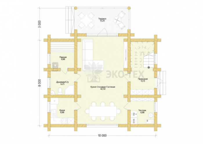 Проект дома Фьорд оцилиндрованное бревно