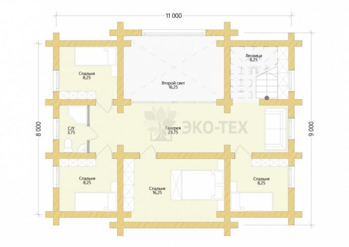 Проект дома Фьорд оцилиндрованное бревно