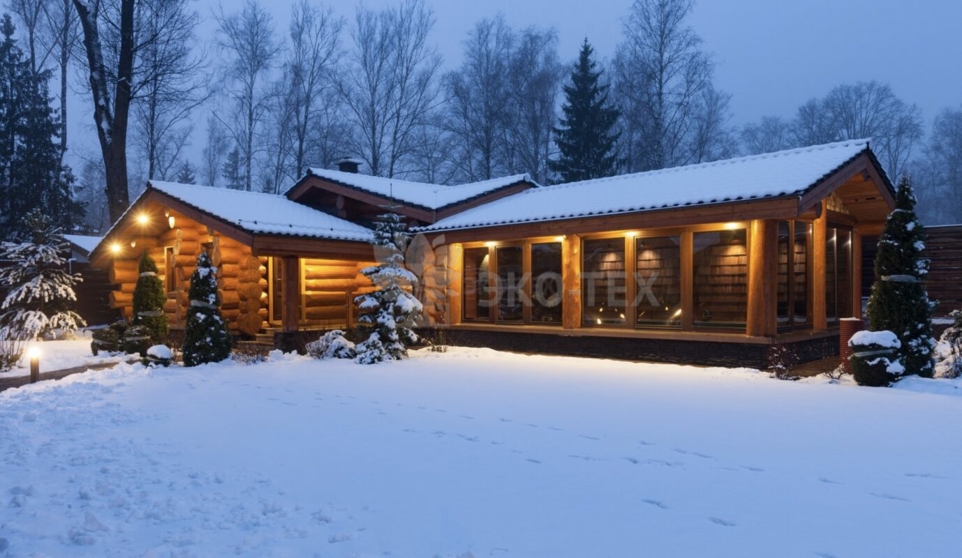 Фото баня с бассейном из рубленных бревен большого диаметра по проекту "Антоновка"