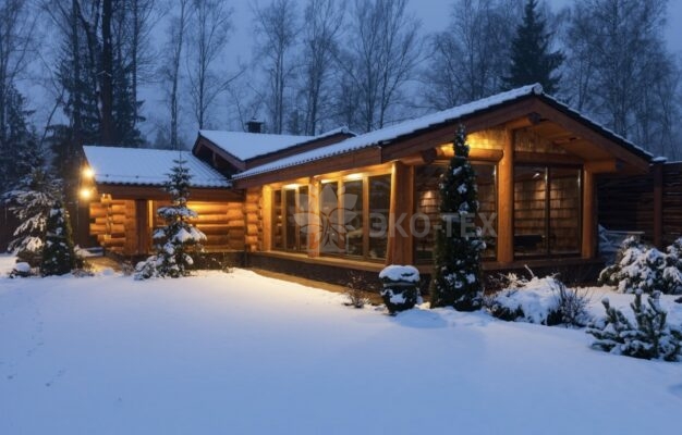 Фото баня с бассейном из рубленных бревен большого диаметра по проекту "Антоновка"