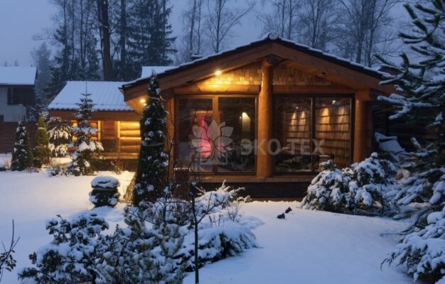 Фото баня с бассейном из рубленных бревен большого диаметра по проекту "Антоновка"