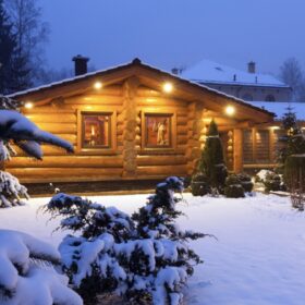 Фото баня с бассейном из рубленных бревен большого диаметра по проекту "Антоновка"