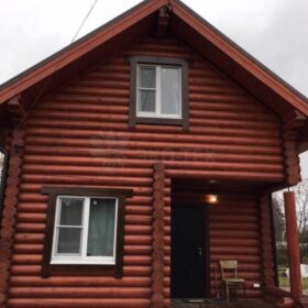 Фото дома и бани из оцилиндрованного бревна