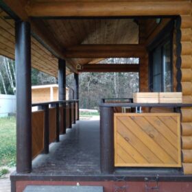 Фото дома и бани из оцилиндрованного бревна