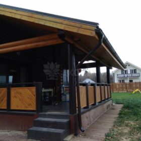 Фото дома и бани из оцилиндрованного бревна