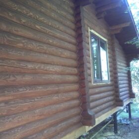 Фото дома и бани из оцилиндрованного бревна