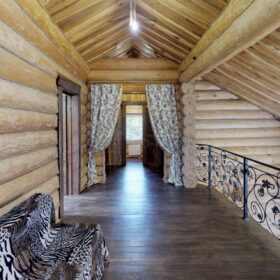 Фото дом из оцилиндрованного бревна по проекту фьорд