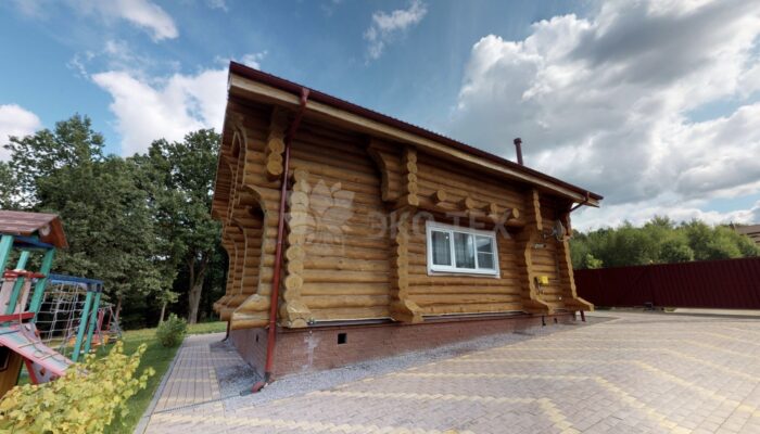 Фото дом из оцилиндрованного бревна по проекту фьорд