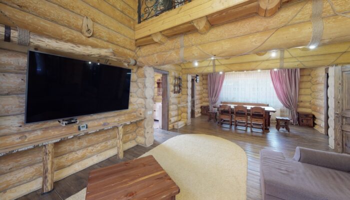 Фото дом из оцилиндрованного бревна по проекту фьорд