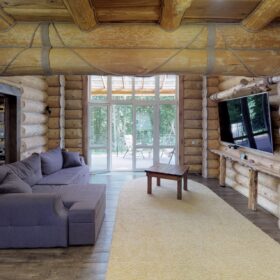 Фото дом из оцилиндрованного бревна по проекту фьорд