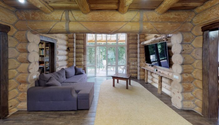 Фото дом из оцилиндрованного бревна по проекту фьорд