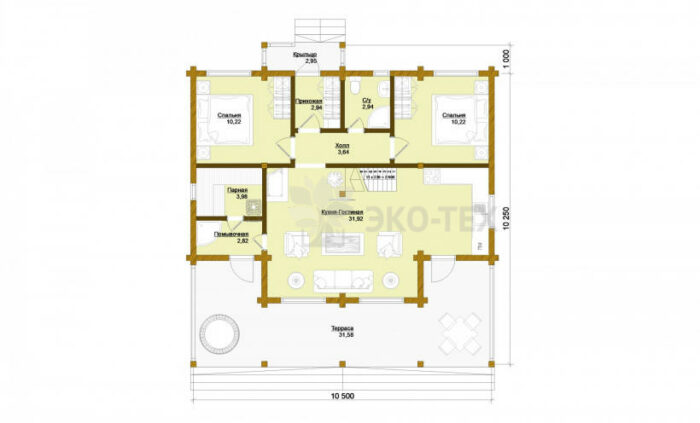 Проект дома Хельсинки клееный брус планировка