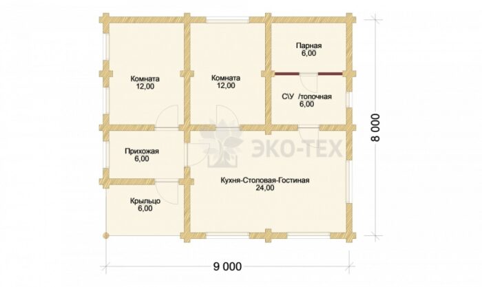 Проект бани Хобарт оцилиндрованное бревно