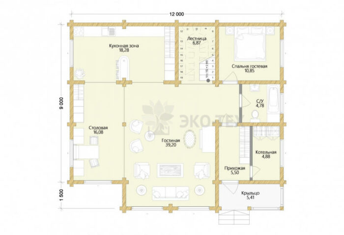 Проект дома Крым клееный брус планировка