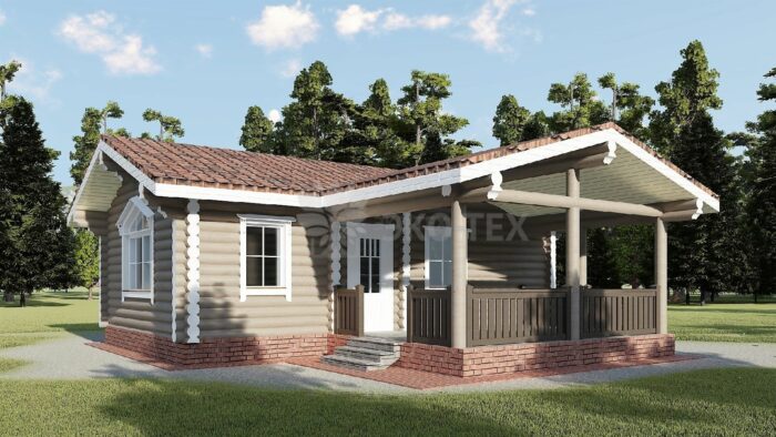 Проект бани Марьино оцилиндрованное бревно