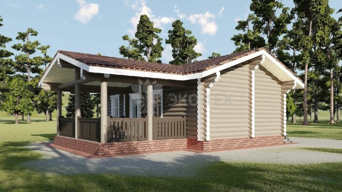 Проект бани Марьино оцилиндрованное бревно