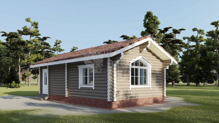 Проект бани Марьино оцилиндрованное бревно