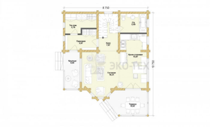 Проект дома Одинцово оцилиндрованное бревно планировка