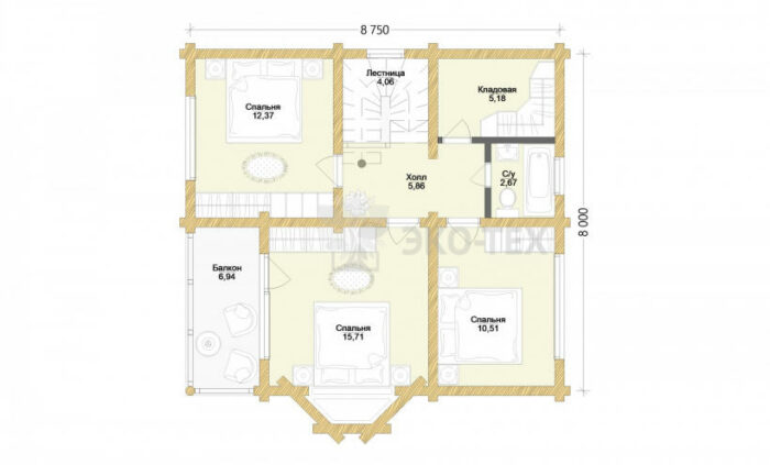 Проект дома Одинцово оцилиндрованное бревно планировка