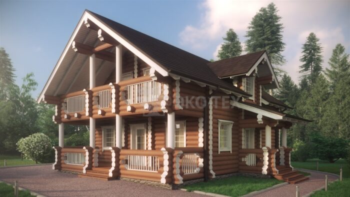 Проект дома Подмосковная сказка-1 оцилиндрованное бревно