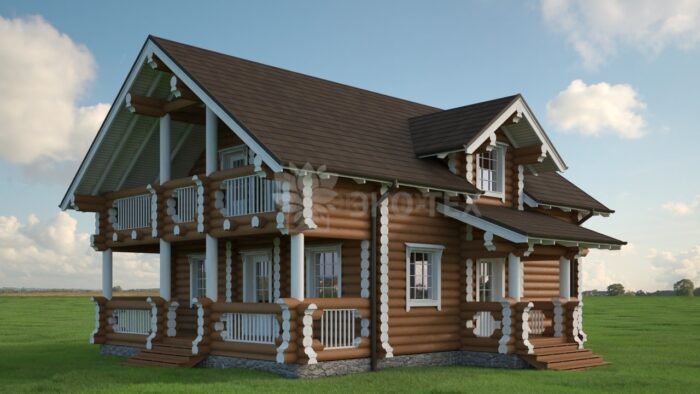 Проект дома Подмосковная сказка-1 оцилиндрованное бревно